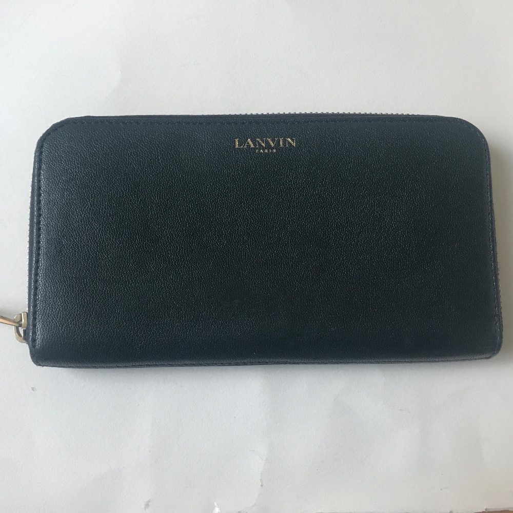 Lanvin Navy zip around Long Wallet - LAMBSKIN